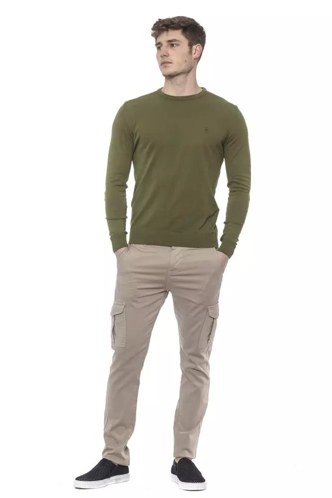 Conte of Florence Emerald Crewneck Cotton Sweater for Men