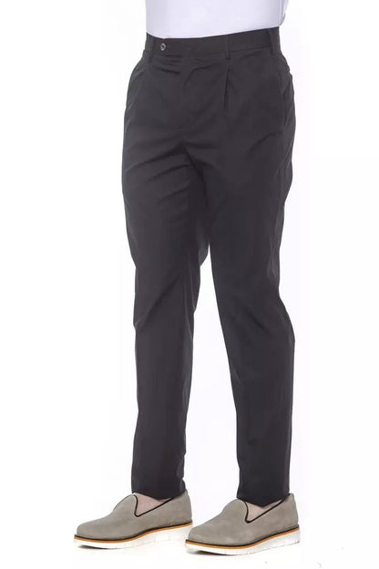 PT Torino Elegant Pleated Black Cotton Trousers