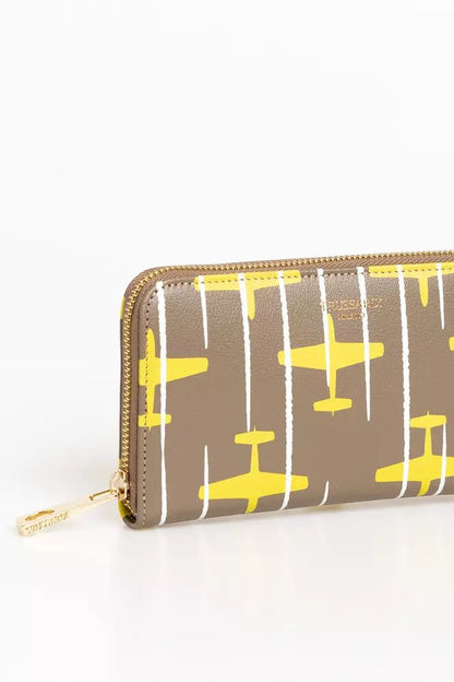 Trussardi Elegant Striped Leather Zip Wallet