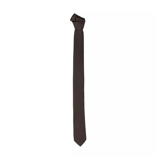Emilio Romanelli Elegant Slim Brown Silk Tie