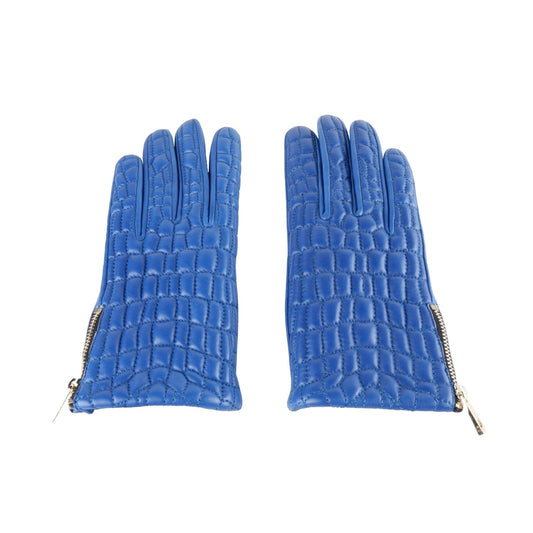 Cavalli Class Elegant Lambskin Leather Gloves in Captivating Blue
