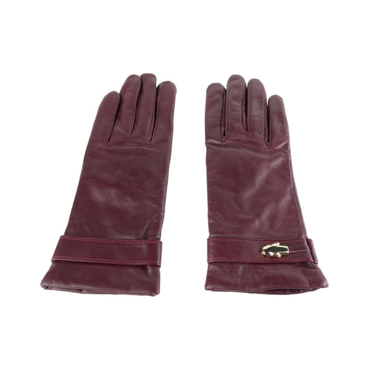 Cavalli Class Elegant Lambskin Leather Gloves in Red