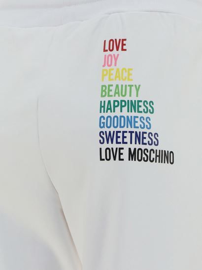 Love Moschino Rainbow Script White Cotton Pants