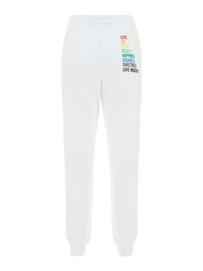 Love Moschino Rainbow Script White Cotton Pants