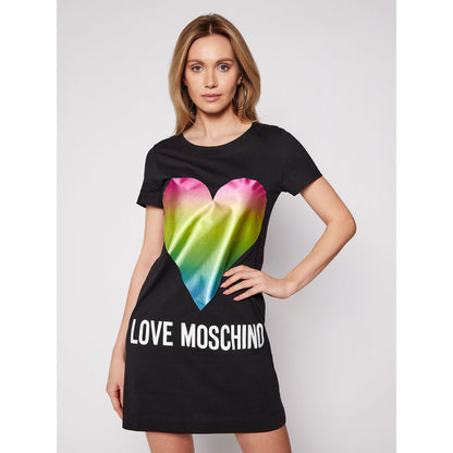 Love Moschino Multicolored Heart Print Cotton Dress