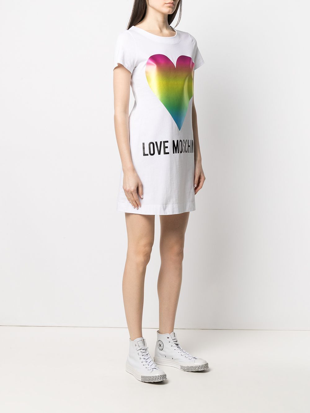 Love Moschino Chic Heart Print Short-Sleeve Cotton Dress