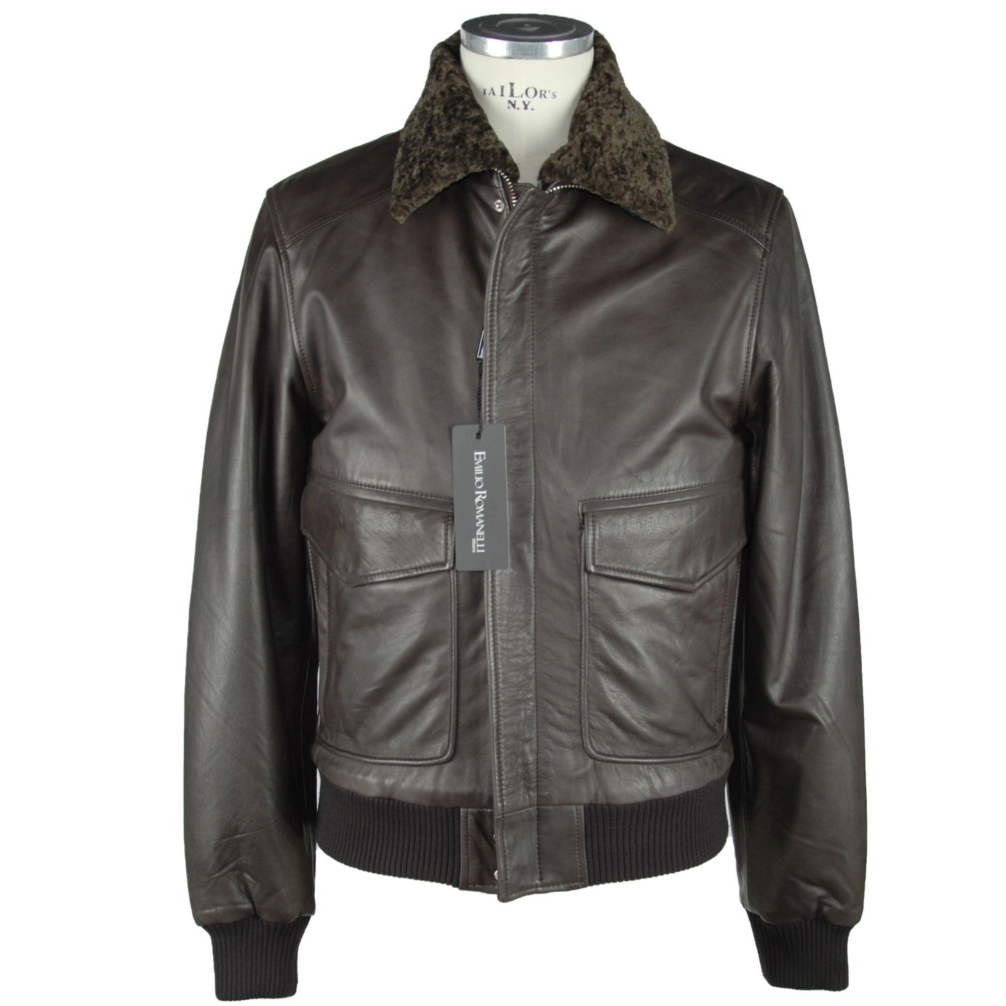Emilio Romanelli Brown Leather Jacket
