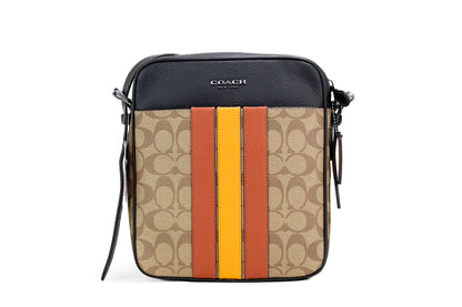 COACH Hudson 21 Signature Varsity Stripe Coated Canvas Crossbody Bag